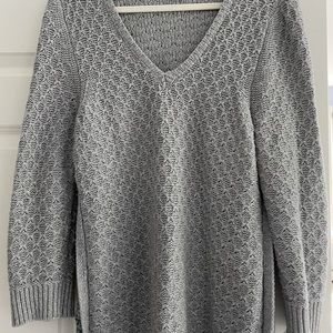 Loft Grey Sweater with Flowered Layer Underneath